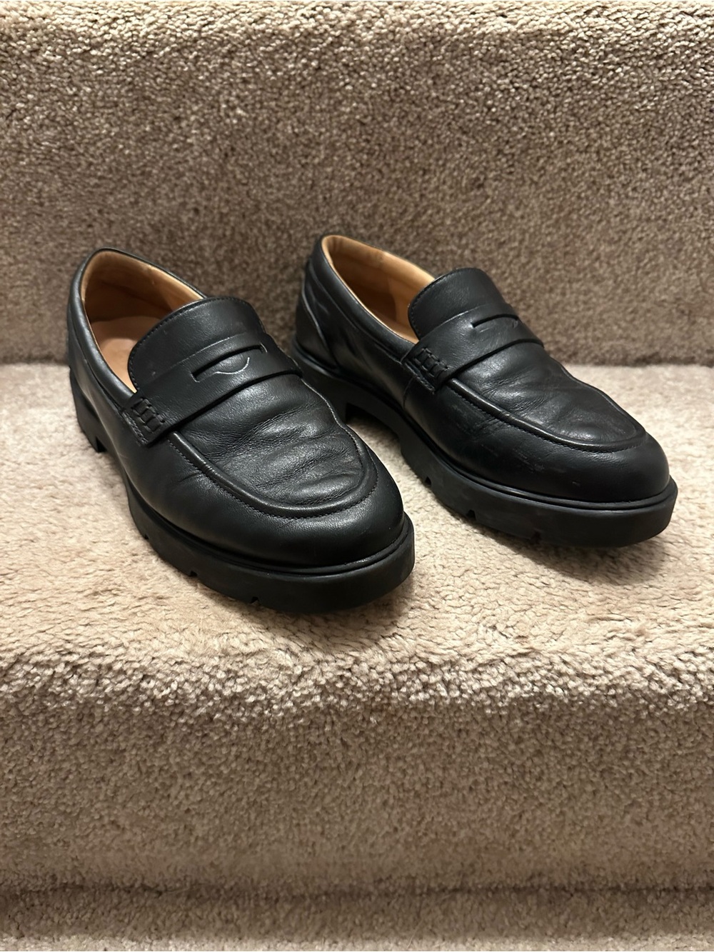 Abeo Black Leather Women's Penny Loafers